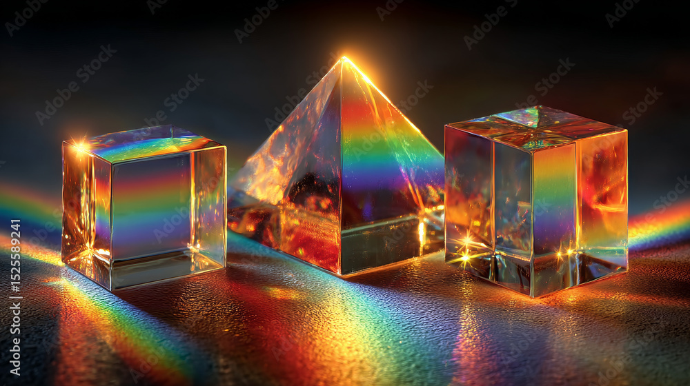 Poster rainbow colored flare effect. realistic 3d vector illustration set of abstract iridescent hologram l