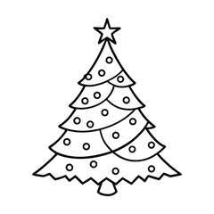 christmas tree silhouette with lights and stars