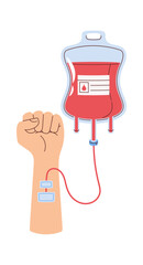 Obraz na płótnie Canvas Blood donation cartoon attached bag
