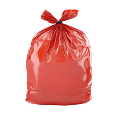 Red garbage bag isolated on a clean Transparent background for waste disposal and recycling purposes, Red garbage bag isolated on PNG background