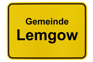Illustration eines Ortsschildes der Gemeinde Lemgow in Niedersachsen