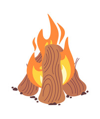 Hiking camp bonfire cartoon design