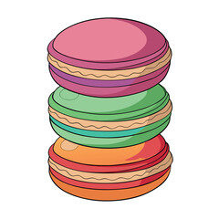 Hyper-Realistic Macaron Stack – Elegant Color Line Vector Illustration