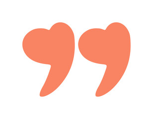 Doodle heart quotation mark. Hand drawn love comma for speech bubble. Vector crayon apostrophe icon for conversation. Sketch scribble sign. Red Punctuation symbol on white background. Perfect for