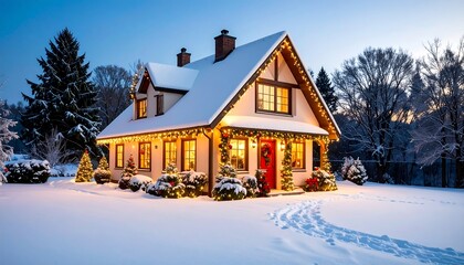 Cozy winter home decorated for Christmas