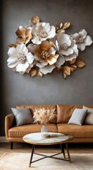 Gold & Ivory Floral Living Room Decor