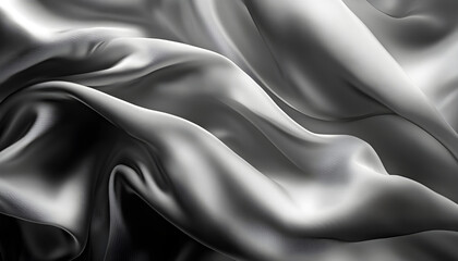 Fototapeta premium Elegant grayscale fabric with flowing folds and soft lighting highlighting delicate sheen and subtle shadows