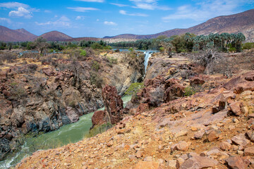 Epupa Falls on the Kuene River, Namibia.