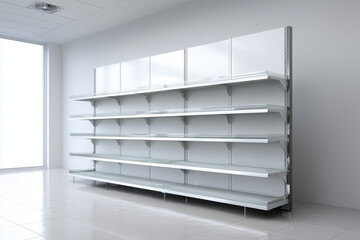 Empty store shelves in retail space