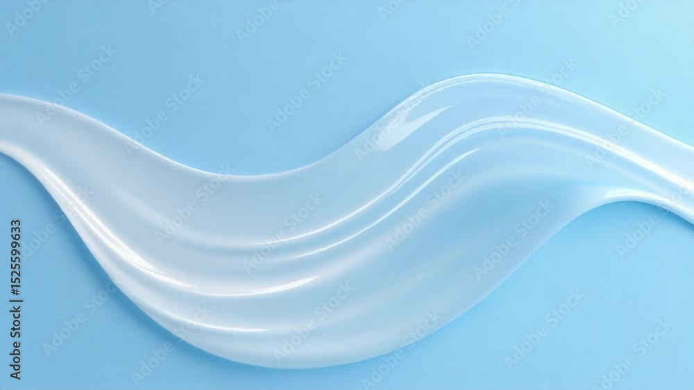 Poster Abstract Blue Wave: An elegant wave of translucent material gracefully flows against a serene blue backdrop, creating a sense of fluidity and calm.
