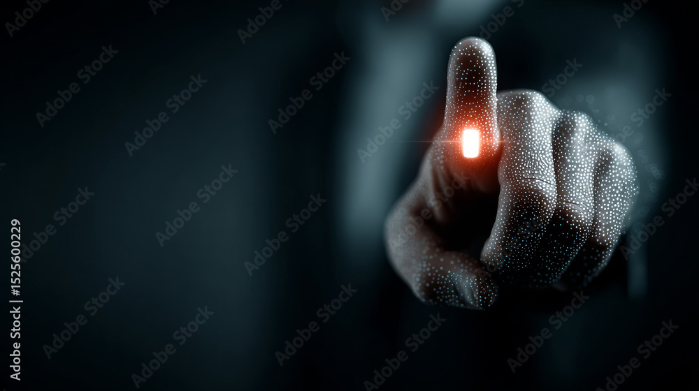 Poster cloud security: businessman’s hand touching futuristic technological interface, data encryption, sec