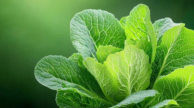 Fresh Romaine Lettuce: A vibrant close-up showcases the fresh and crisp leaves of a Romaine lettuce head, highlighting its natural, green hues and textures, a celebration of wholesome produce.