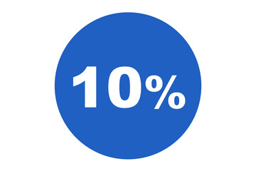 ten percentage discount offer button , 10% icon over blue circle