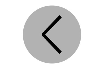 black back button icon on grey round circle over transparent background