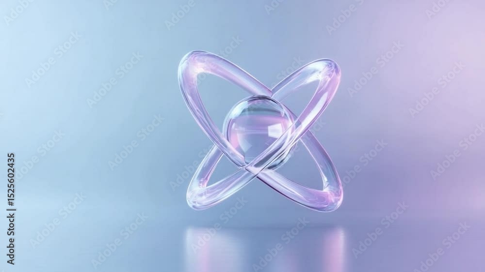 Poster Abstract Molecular Design: A futuristic representation of atomic structure. The image presents a translucent, glowing orb at the center, embraced by interconnected, looping shapes.