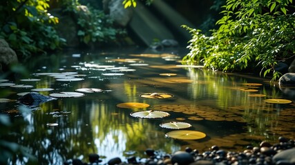 Serene Pond Reflection - Peaceful Water Feature