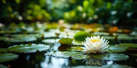 Serene Pond Scene with Water Lily