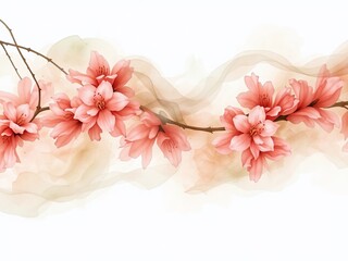 Serene Rhododendron Watercolor Panorama