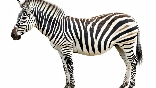 A zebra stands alone on a green grassy field