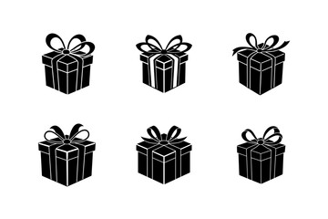 gift box icon vector art silhouette