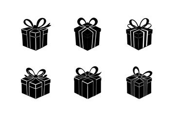 gift box icon vector art silhouette