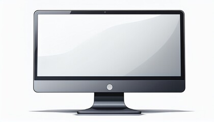 modern black computer monitor with blank white screen isolated on white background