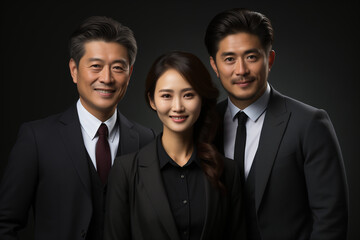 Online lawyer course promotional photography, 3 Chinese lawyers, 40-years old, attractive appearance, smile, waist up, pure gray background