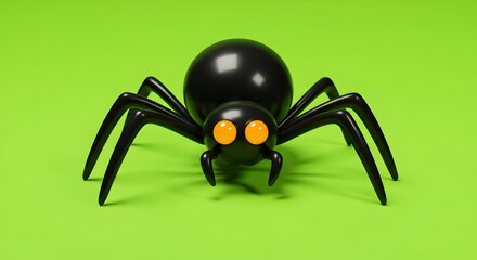 Cute Cartoon Spider on Green Background
