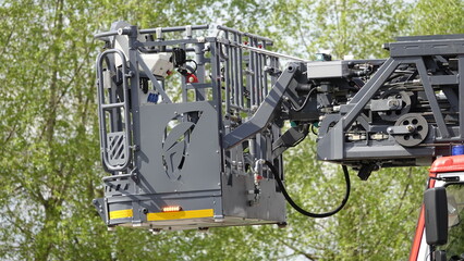 Fire ladder cradle. Fire ladder basket.