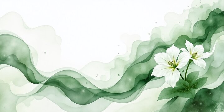 Serene Trillium Watercolor Panorama