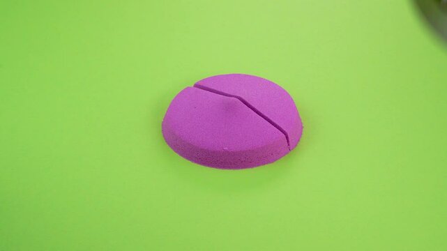 Very Satisfying and Relaxing Kinetic Sand ASMR video. Cutting anti stress macro close up colorful Kinetic Sand with a Knife. ASMR sounds.