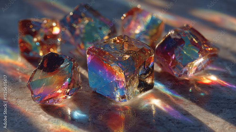 Poster light flare with iridescent shining overlay effect. realistic vector of holographic refraction of su