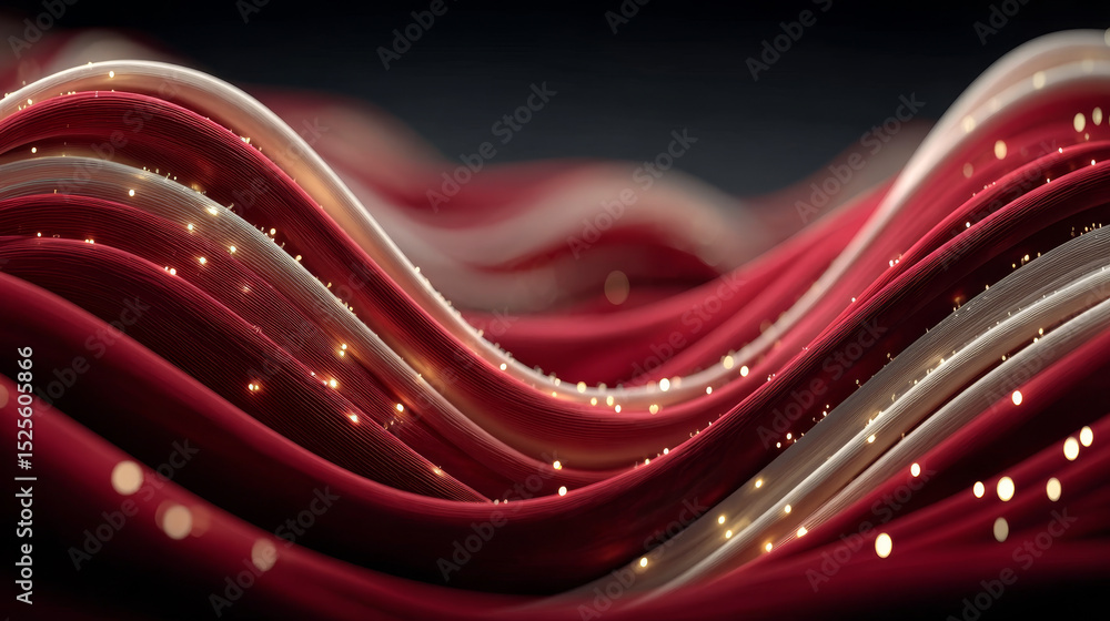 Poster set abstract vector banners with smooth shiny red waves