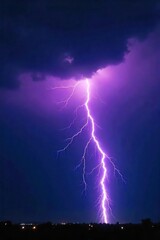 Dramatic image of a bolt of lightning striking during a powerful thunderstorm, illuminating the dark sky with intense light and jagged lines , flash, thunderstorm