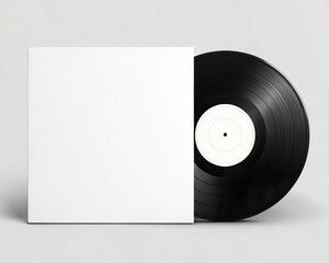 Vinyl record with blank white cover isolated on white background