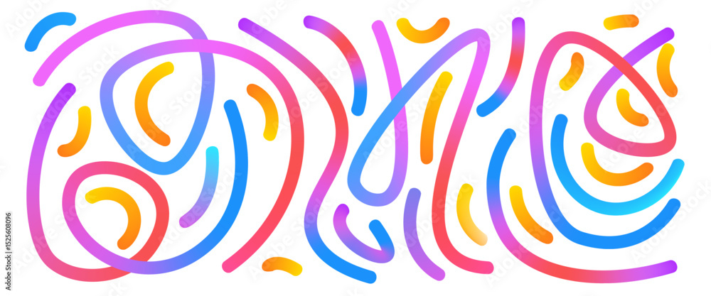 Aufkleber colorful gradient spiral lines set. wavy abstract shapes collection. decorative squiggle doodles. ir