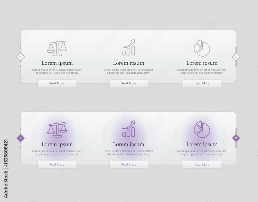 Poster website design template menu elements with icons set