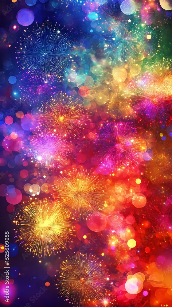 Poster a vibrant display of colorful fireworks illuminating the night sky with a dazzling array of light an