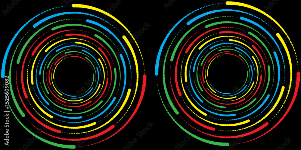 Aufkleber 3d colorful techno background. big data visualization on dark space with dotted lines shape decorati