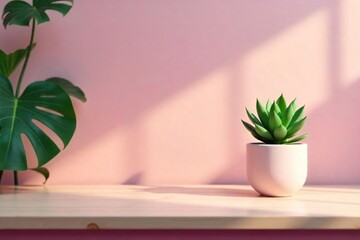 Clean, minimalist workspace with a single succulent plant on a simple desk, focusing on simplicity and clarity , space, serene, smooth