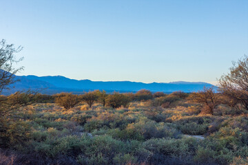 Fototapeta premium Dawn on the 68 road in Cafataye with mountains of sedimentary rocks in Salta Province, Argentina