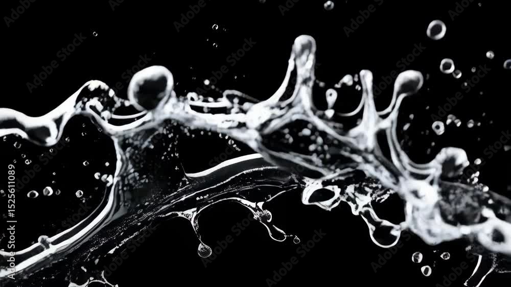 Poster dynamic water splash against a dark backdrop, creating a sense of movement and energy with droplets 