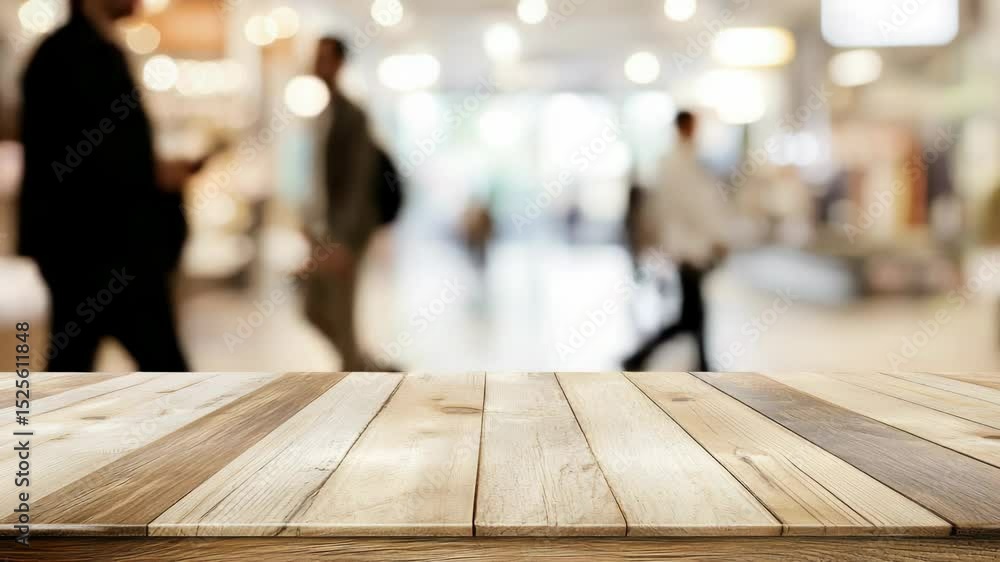 Poster a wooden table with a soft focus background
