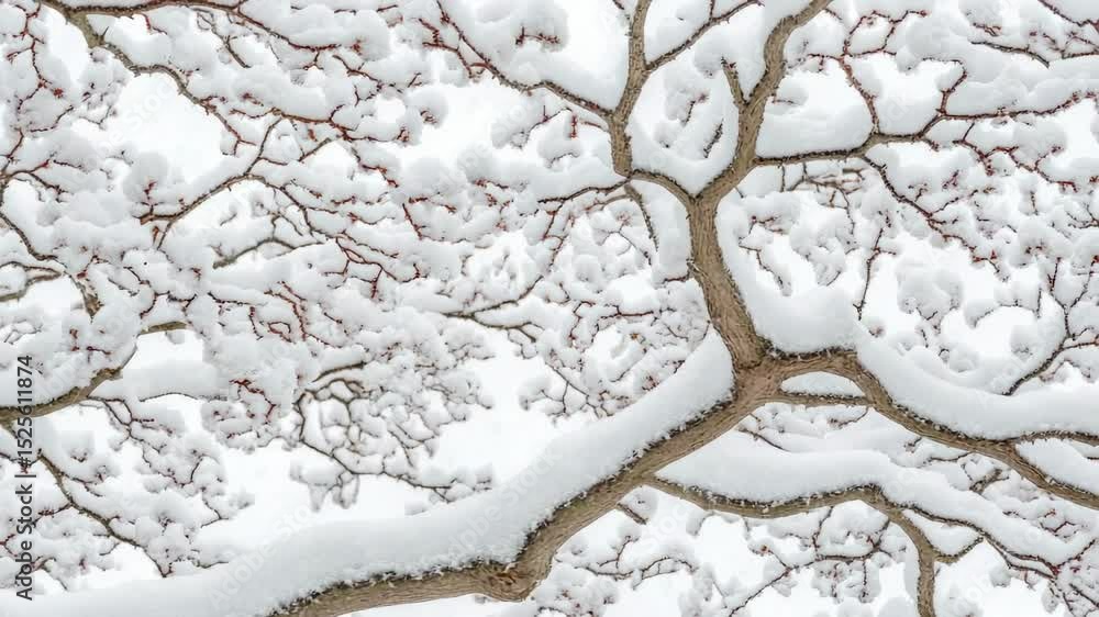 Poster A tree branch-covered image in snowy environment