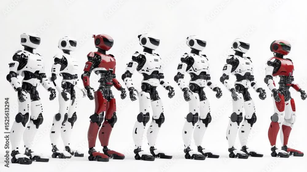 Poster A group of robots standing side by side, ready for action