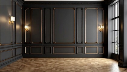 Elegant dark room with gold accents
