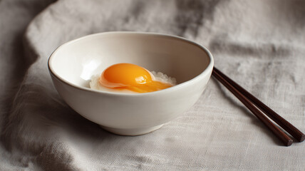 和の静寂を表現した卵かけご飯のミニマル構図