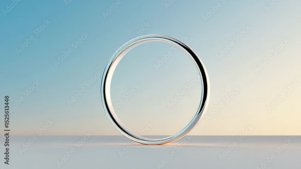 Poster abstract ring on gradient backdrop: a minimalistic shot, a single, elegantly formed ring levitates a