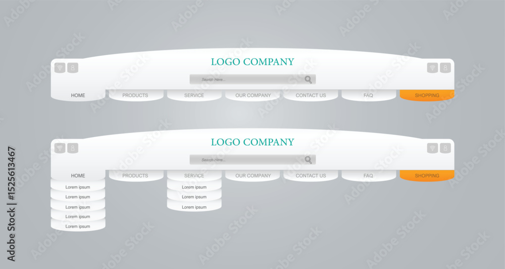 Poster web design template elements with icons set: navigation menu bars