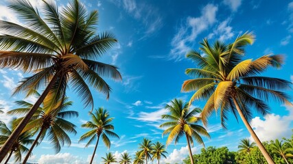 Tropical Paradise: Azure Sky and Coconut Palms